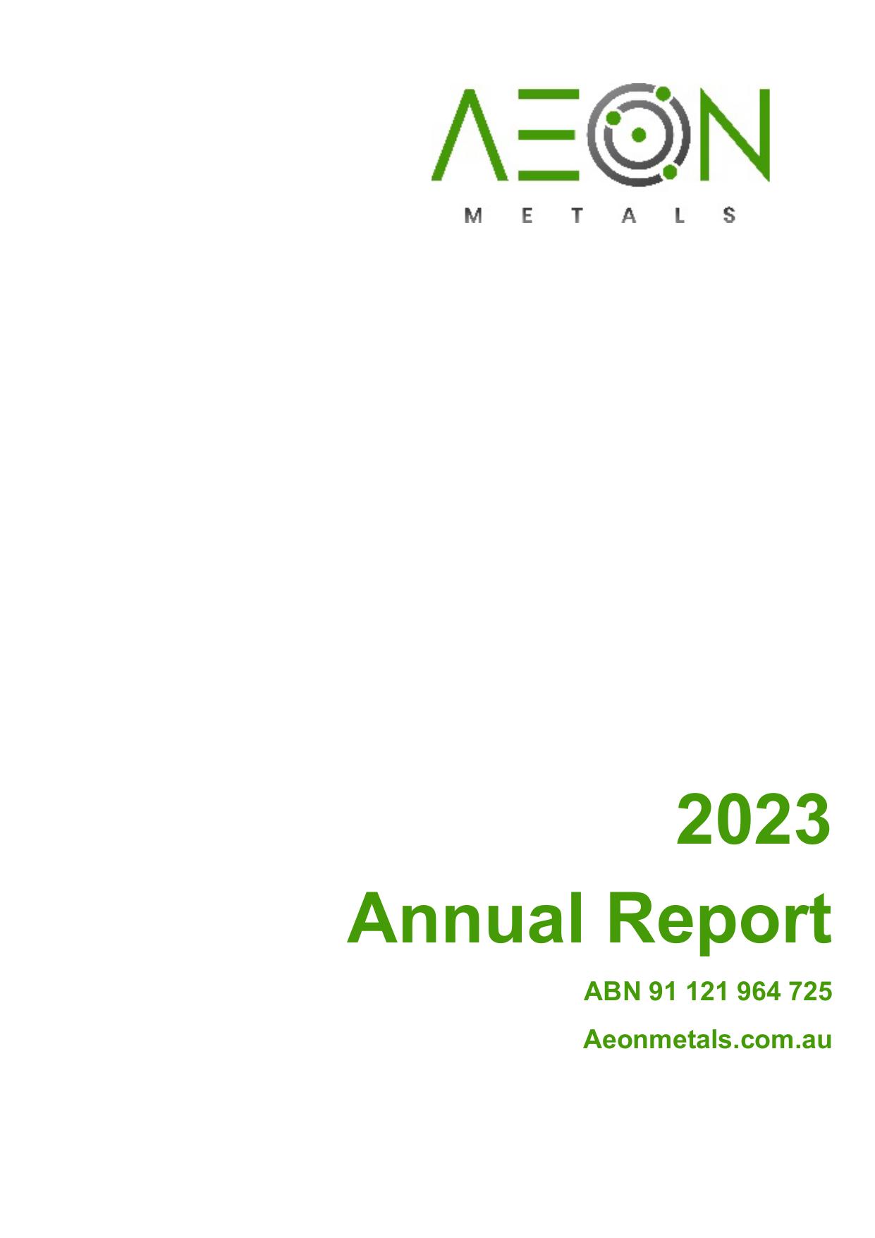 AEONMETALS 2023 Annual Report