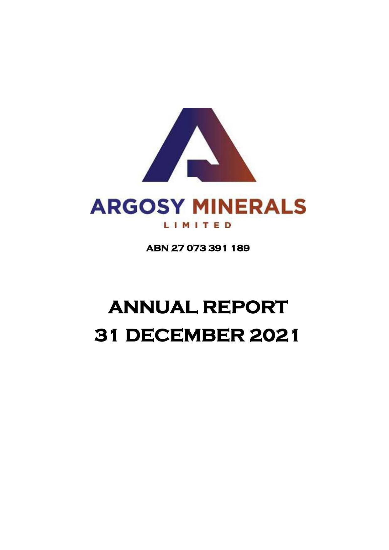 ARGOSYMINERALS Annual Report