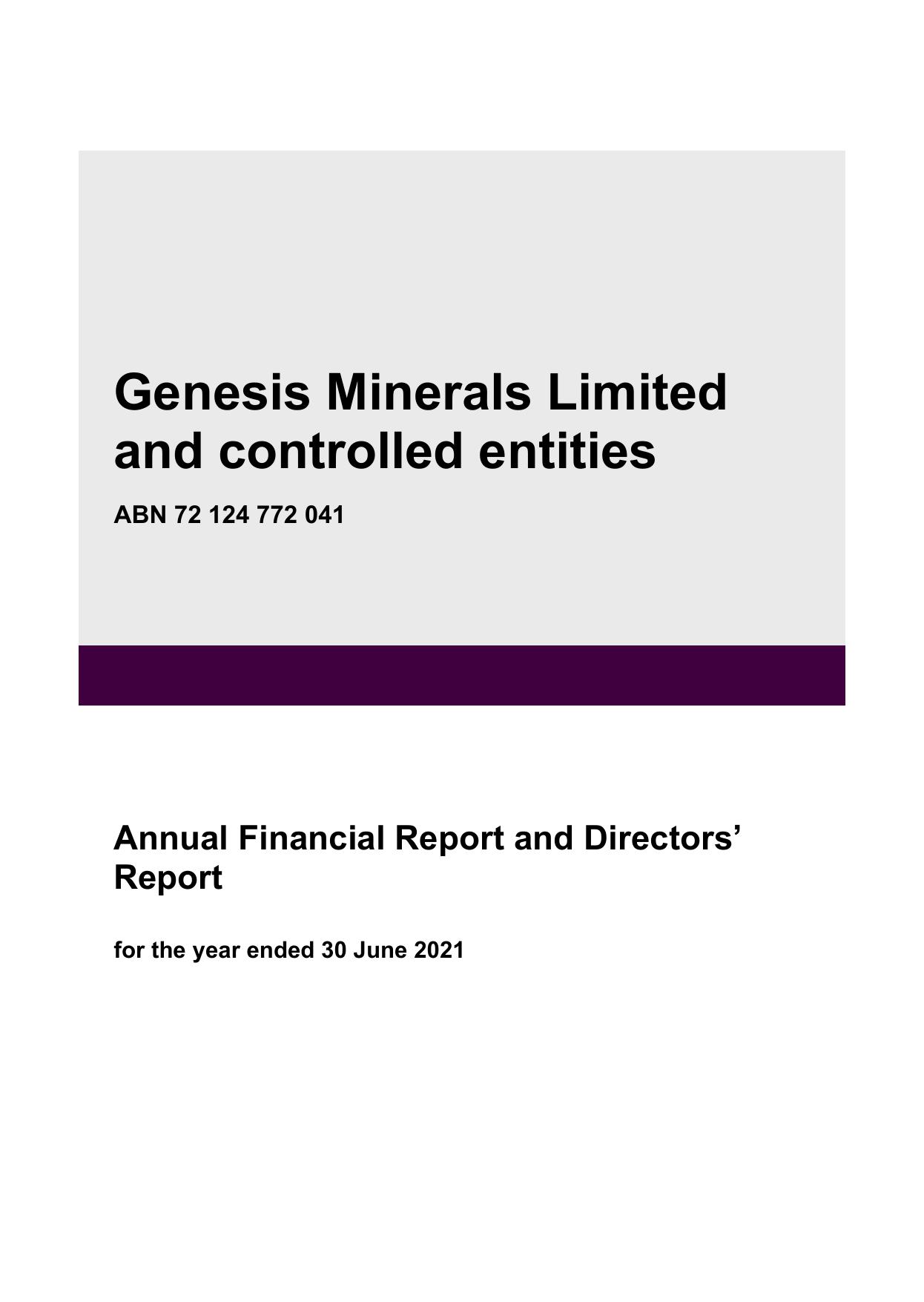 GENESISMINERALS 2021 Annual Report