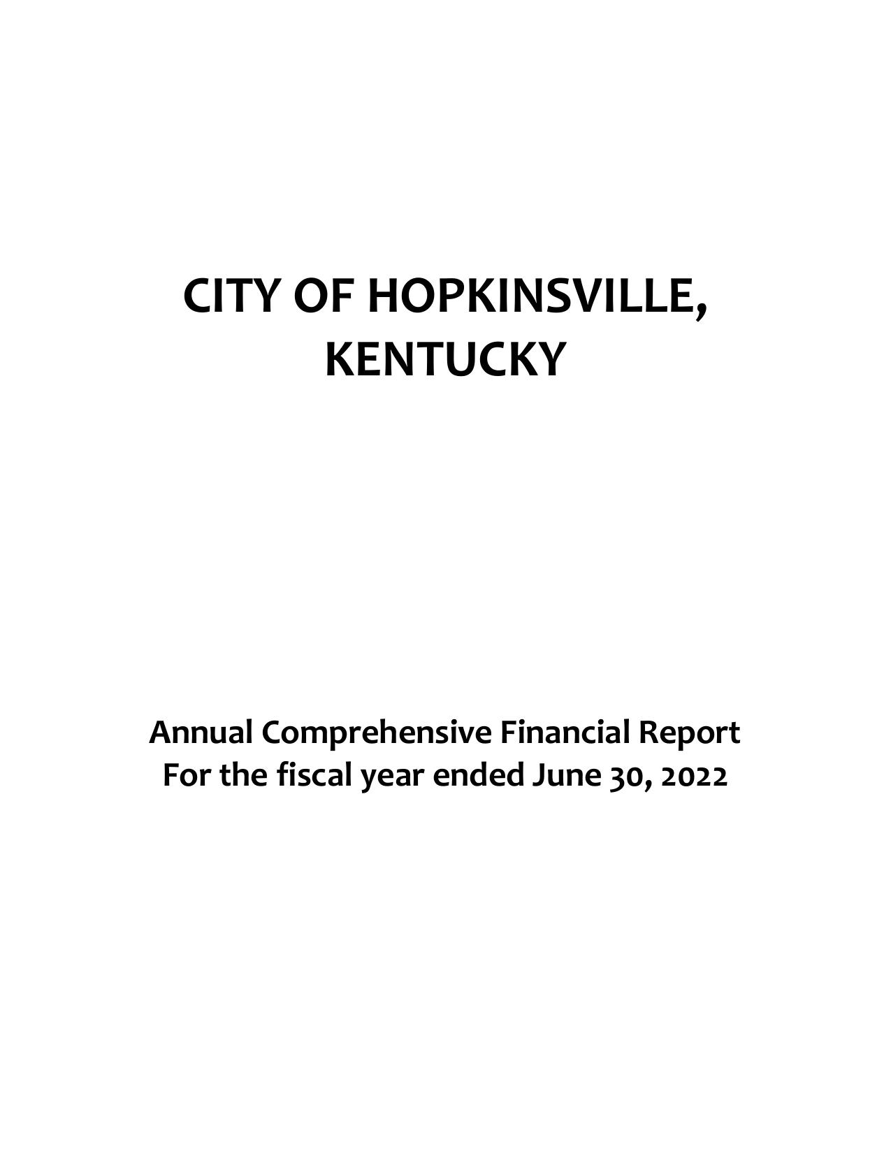 HOPKINSVILLEKY 2022 Annual Report