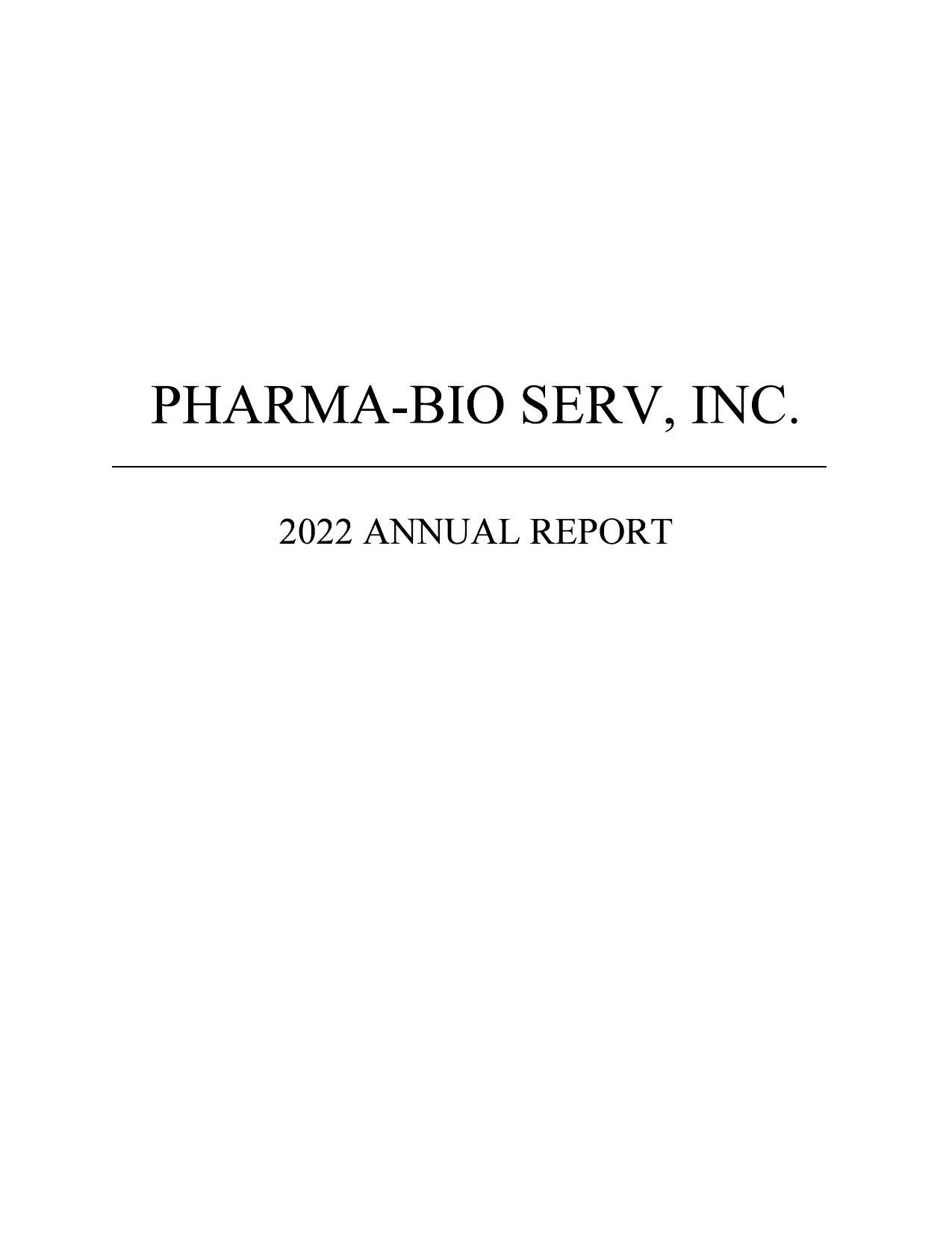 PHARMABIOSERV 2022 Annual Report